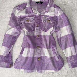 member’s mark white & purple plaid shacket
